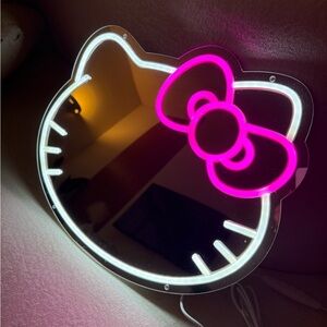 Hello Kitty LED Makeup Mirror Pink Neon Light Adjustable Brightness
